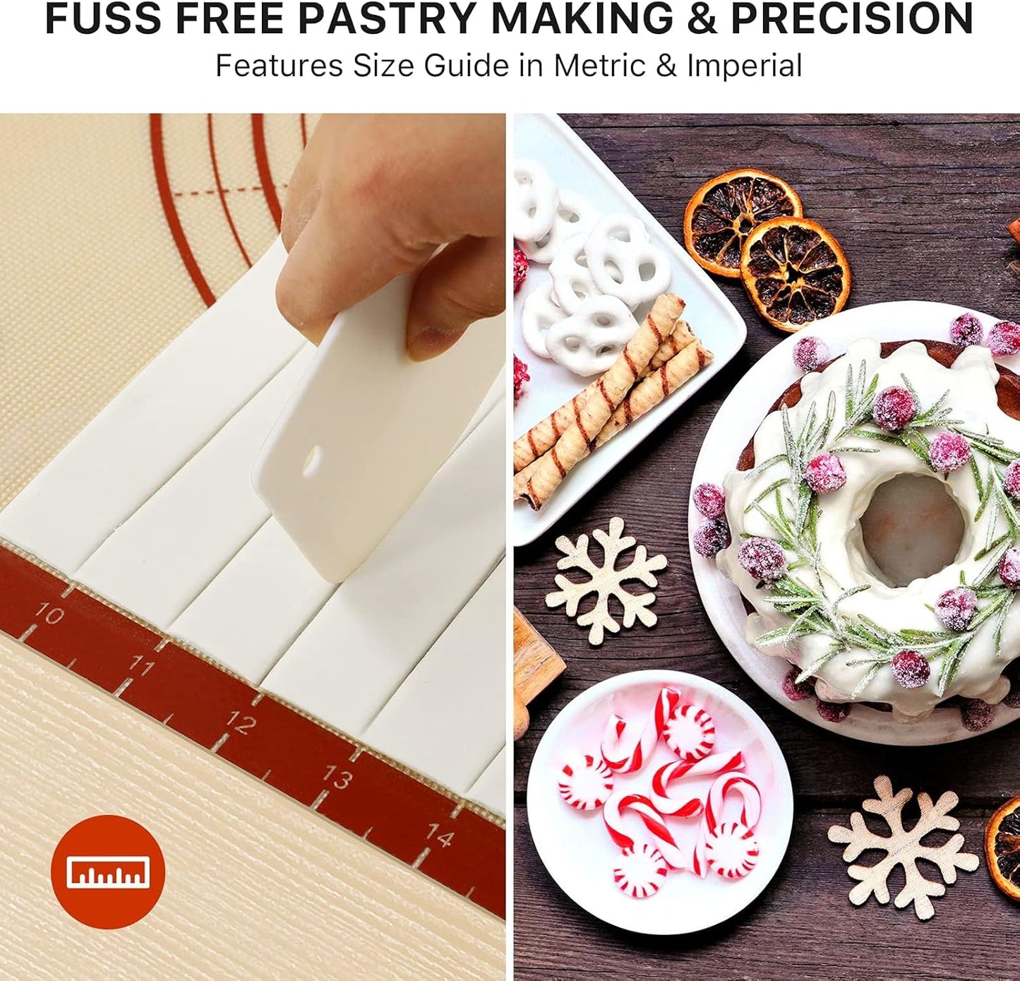 Skiennix Silicone Baking Mat - Extra Thick Non-Stick Dough Rolling Sheet | 28" x 20" Reusable Food Grade Mat for Cookies, Macarons, and Pastry