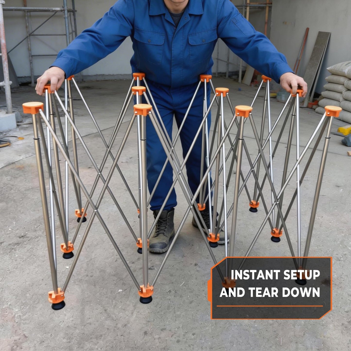Joinerjetly 30" Tall Portable Folding Workbench 6x4 FT, Stable 12-Leg Collapsible Work Stand with Adjustable Leveling Feet, Lightweight 4500 lbs Capacity Sawhorse Table for Woodworking & Jobsite
