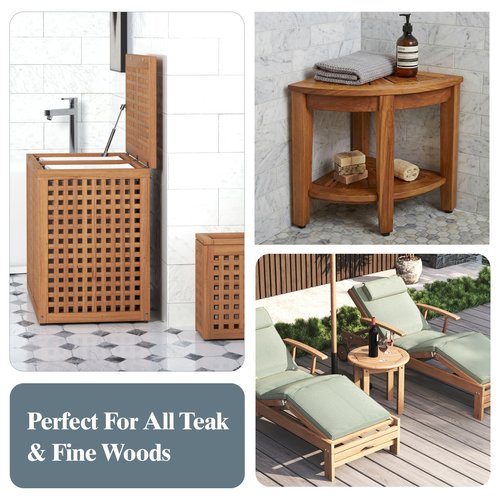 AquaTeak Care Kit - Premium Teak Oil, Teak Wood Cleaner & Brightener, 16 oz Each - Cleans & Restores Outdoor & Indoor Furniture, Shower Stool & Decks - Removes Wood Stain & Maintains Natural Finish