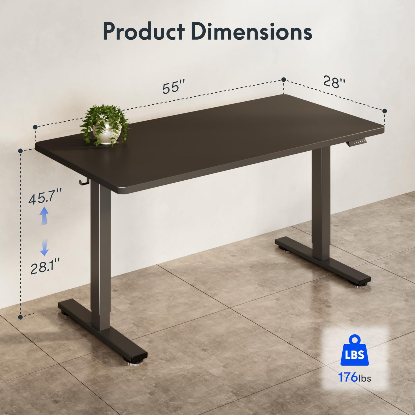 FLEXISPOT Electric Adjustable Workbench, 55x28 Inches Ergonomic Worktable for Garage, Workshop, Office and Home, Spacious Desktop for Woodworking Sewing and Crafts, Black, 2 Packages