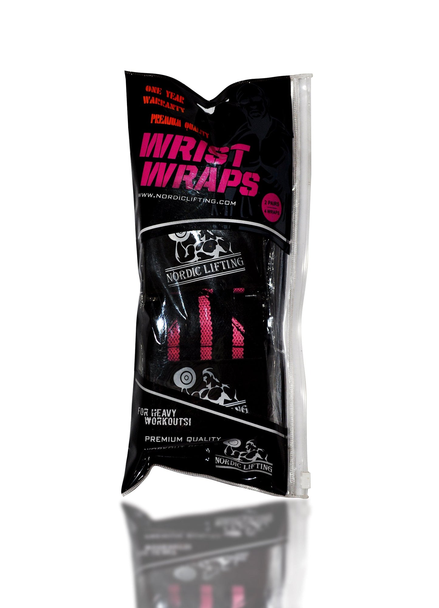 Nordic Lifting Wrist Wraps (2 Pairs) – Adjustable Wrist Wraps with Thumb Loop for Weightlifting, CrossFit & Powerlifting – Gym Essentials Support for Men & Women, Pink/Purple