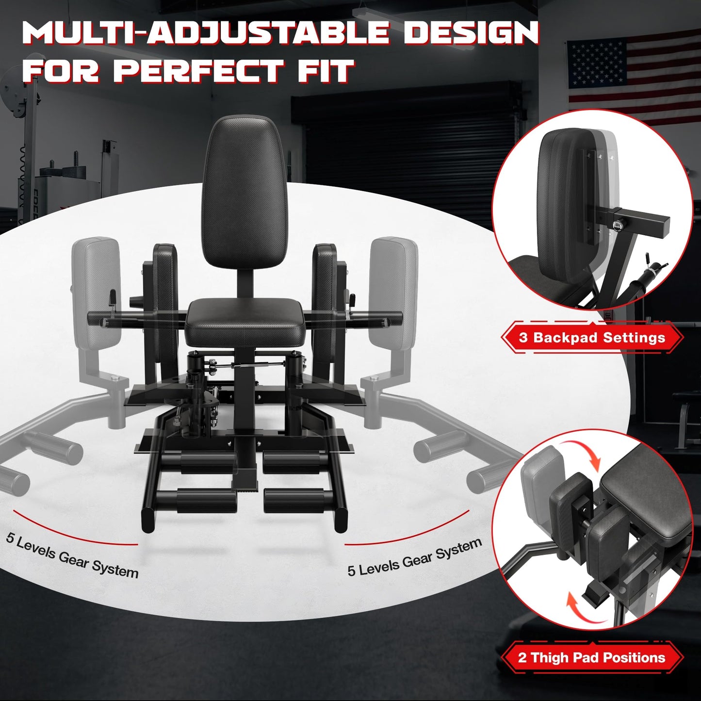 JELENS HA01 Hip Abductor Machine, Abduction Adduction Machine with Adjustable Resistance, Plate Loaded Inner and Outer Thigh Trainer for Home Gym Glute and Leg Strength Training