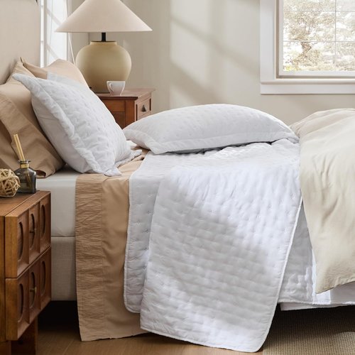 Bedsure Quilts Queen Size - Lightweight Bright White Bedspread | Ultra Soft All-Season Coverlet, 90 x 96 Inches