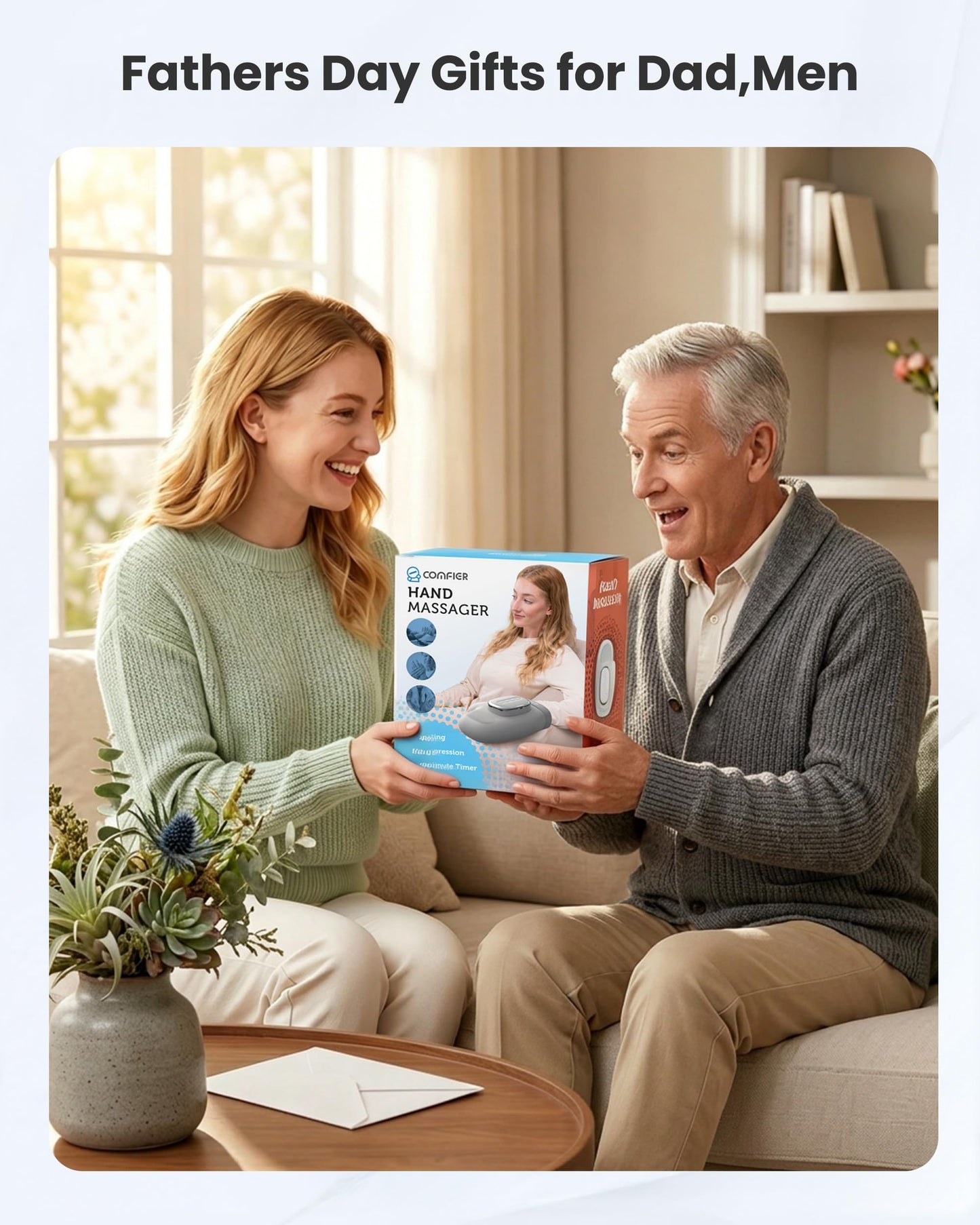 COMFIER【2026 Fathers Day Gift for Men， Cordless Hand Massager for Arthritis and Carpal Tunnel, Updated Bigger Electric Hand Massager with Heat and Compression,Wrist, Finger Massage