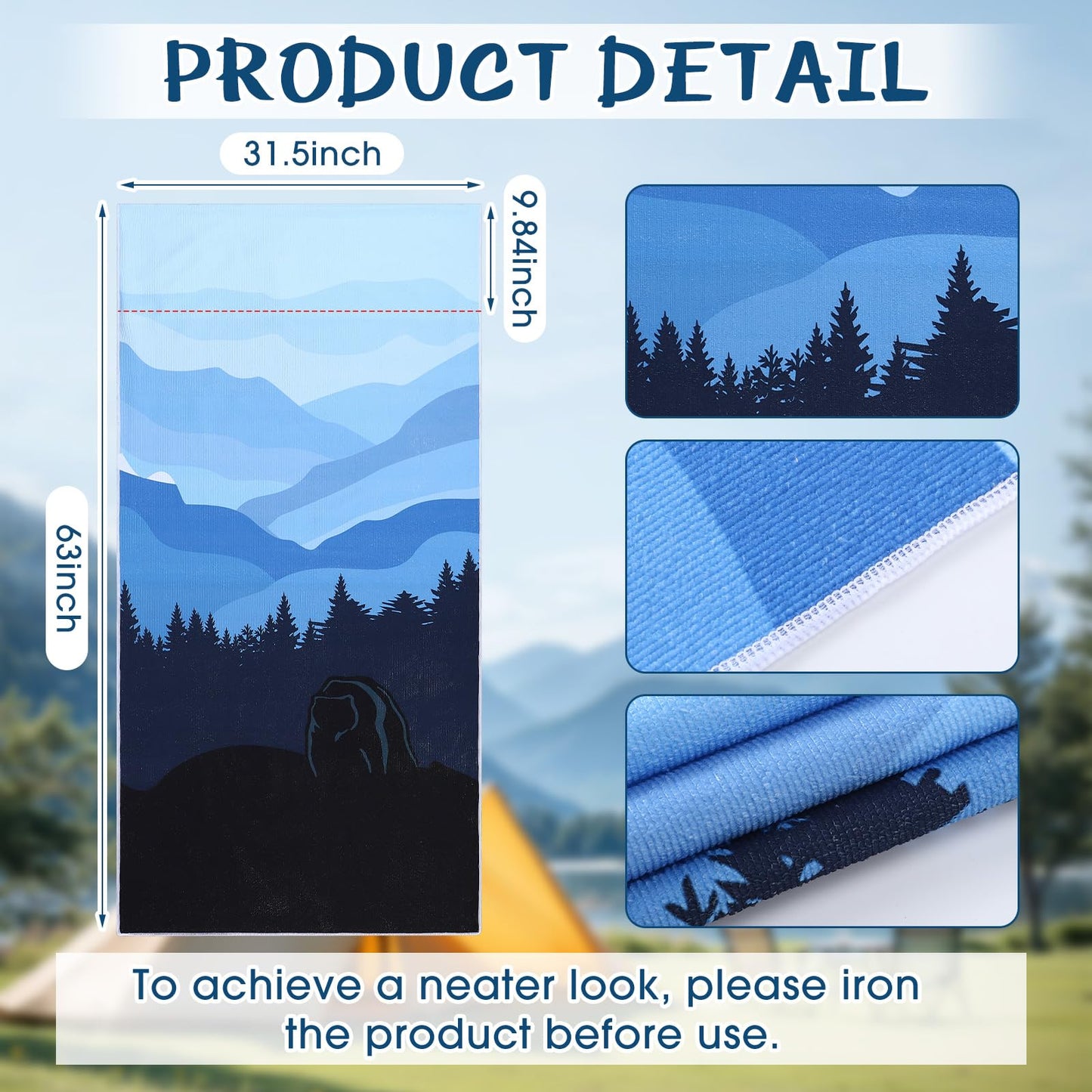 Hahafelt 2 Pack Car Seat Towel Covers Athletic Running Towel Performance Microfiber Post Workout Sweat Washable Cover Non Slip for Seat Outdoor Sport (Great Smoky Mountains)