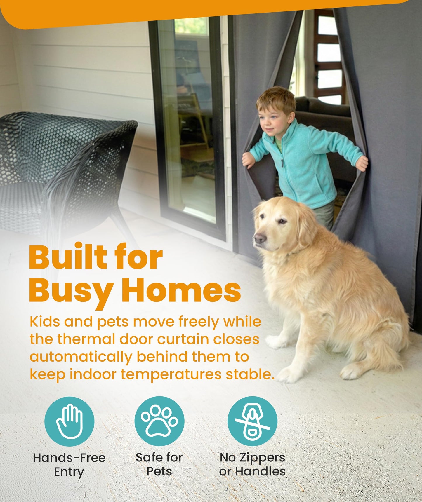 Flux Phenom Thermal Insulated Door Cover - Easy Install - Temperature Protection Barrier, Keeps Warm Air in, 50 Magnets for Secure Gap Free Closure, Magnetic Door Curtain for Winter - 40"x82"