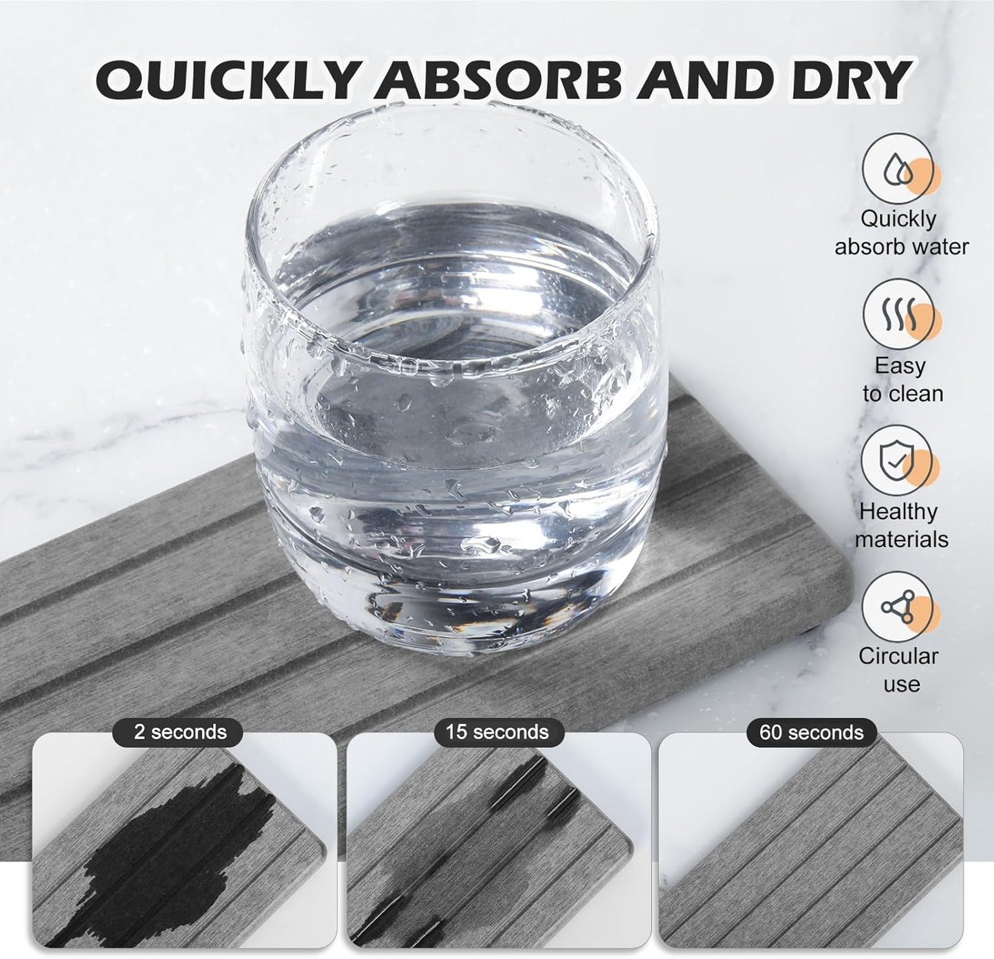 Skiennix Stone Drying Tray - Fast Drying Diatomite Soap Tray for Bathroom & Kitchen | 4PCS Set