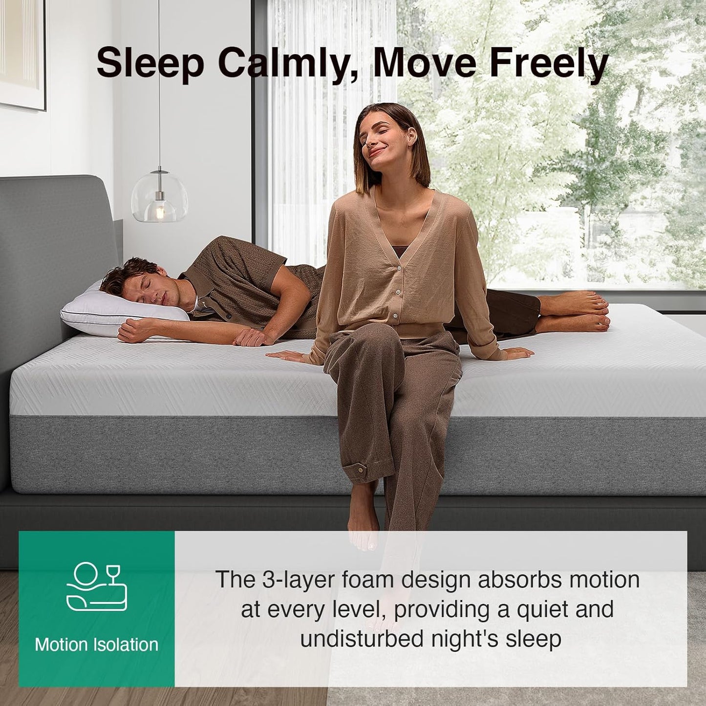 Novilla 14-Inch King Size Memory Foam Mattress - Plush Comfort & Pressure Relief | Bliss Grey