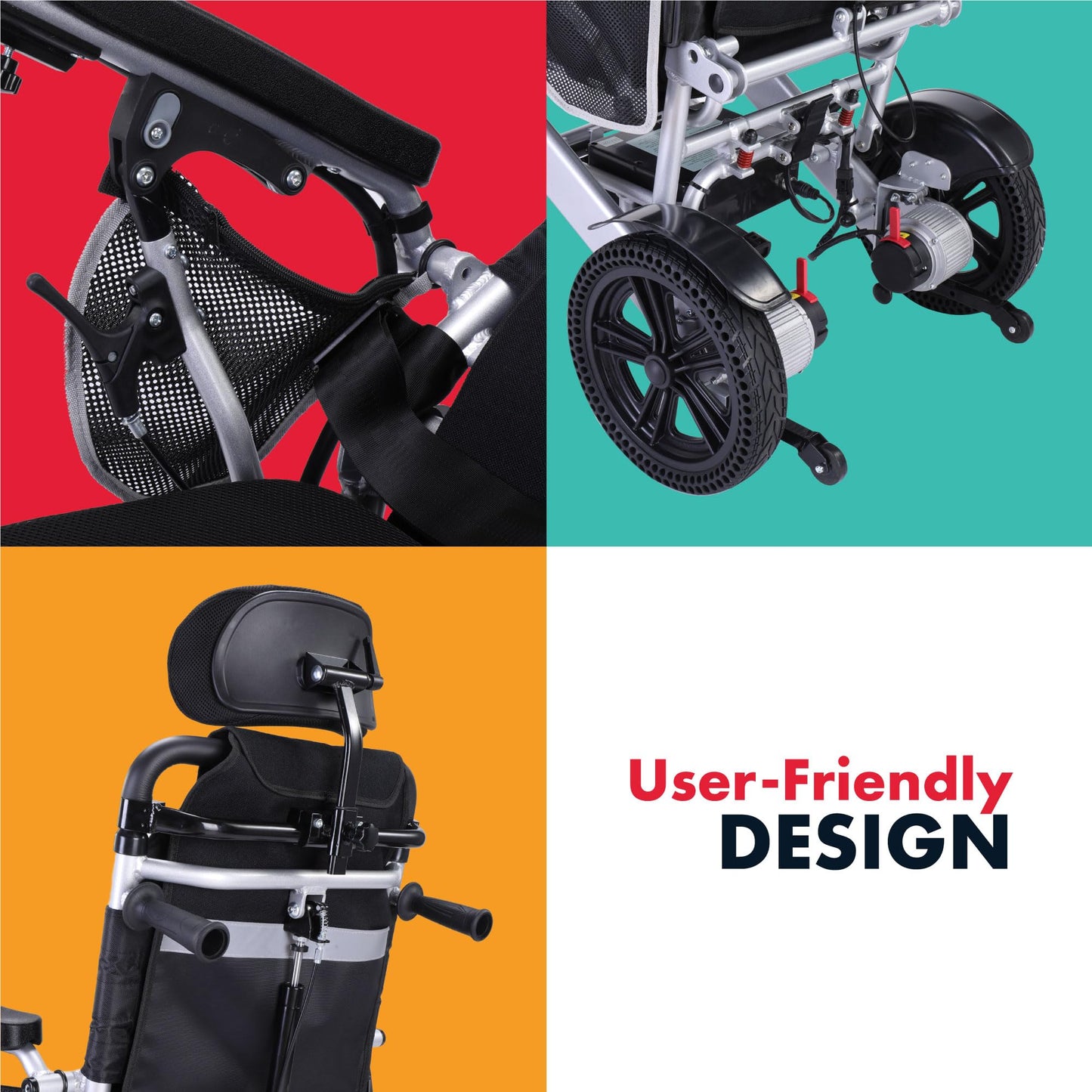 Rubicon DX11 - Reclining Foldable Electric Wheelchairs for Adults - Longest Range 25 Miles of Freedom: Airline Approved Deluxe Electric Wheelchair with Dual 12AH Lithium Batteries, 600W Motor (Model7)