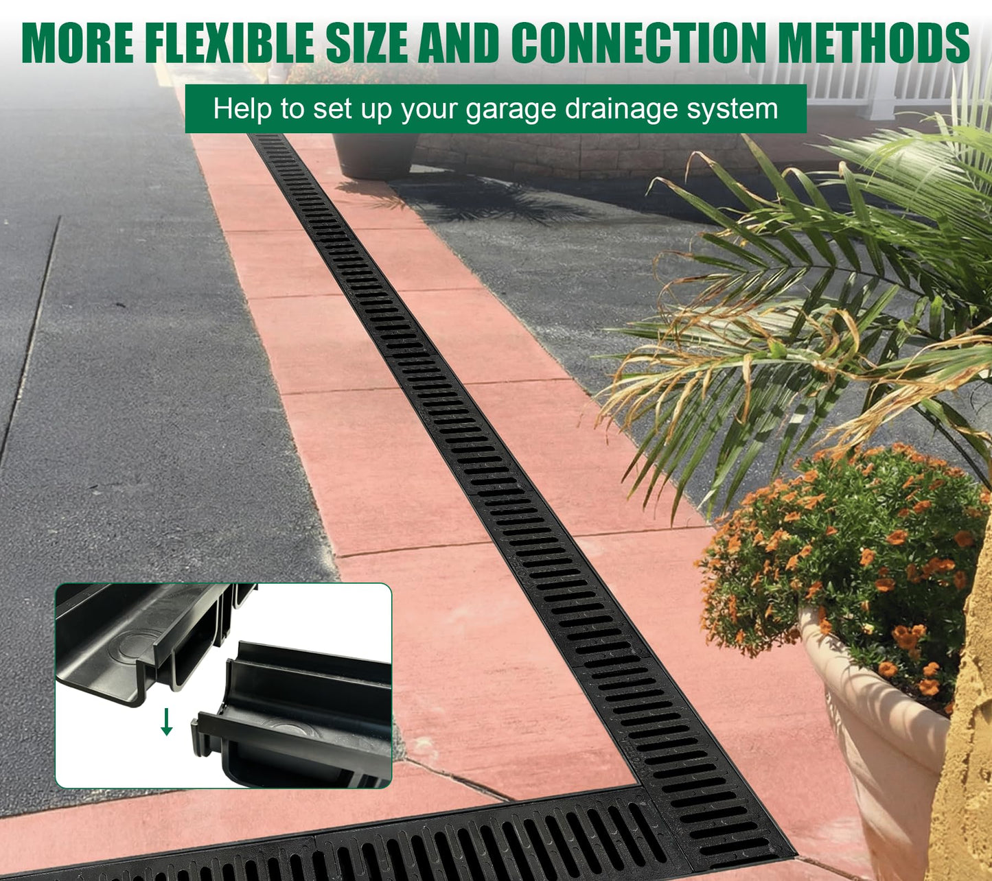 Natotela B Class Driveway Channel Drain with Ductile Iron Grate-19.7Lx5.5Wx3.9H in. Trench Drain System,12 Pack Total Length 236.22in,Heavy Duty Trench Drainage for Garage,Parking Lot,Concrete