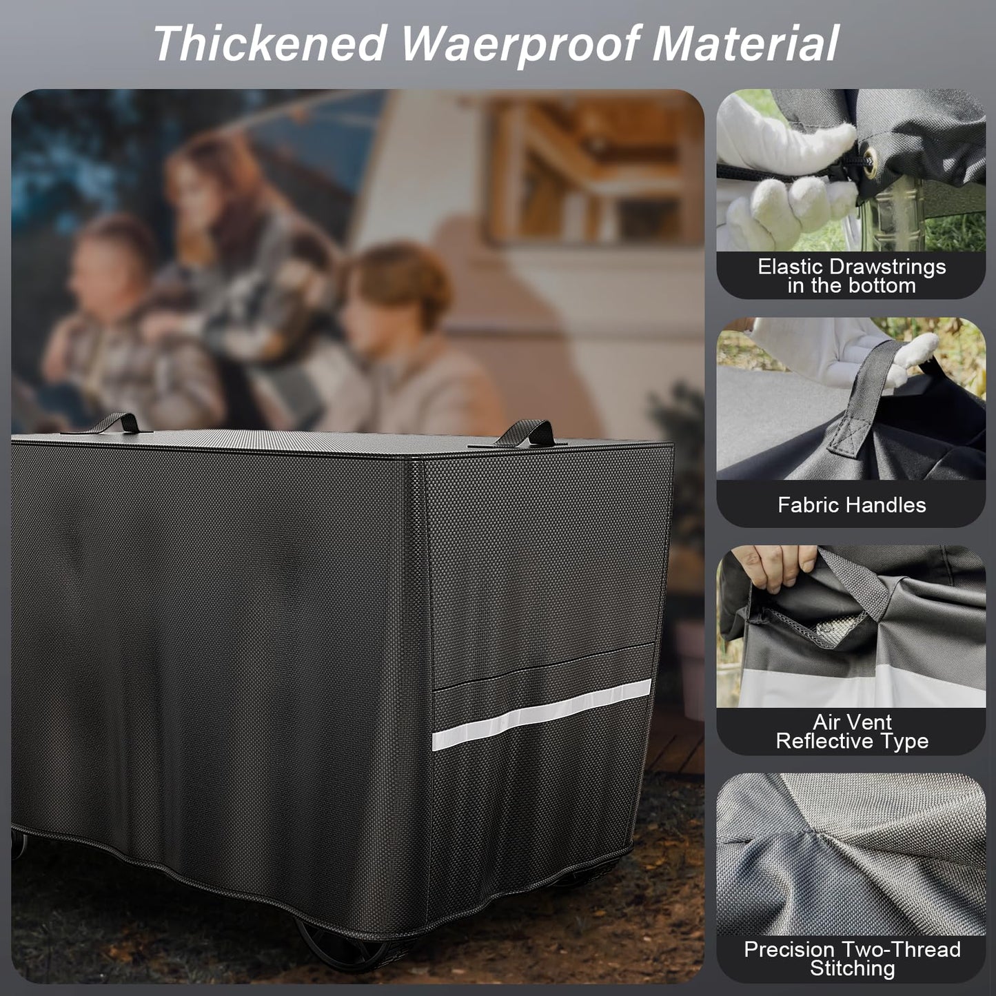 BBQMall Pizza Oven Cart Table Cover, 53 x 26 x 28 in Outdoor Grill Table Cover with 600D Weather-Resistant Fabric and Drawstring, Patio BBQ Prep Table Cover for Rolling Kitchen Cart