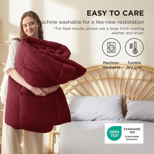 Bedsure Comforter Duvet Insert - All-Season Quilted Down Alternative Bedding, Full Size 86 x 82 Inches, Red