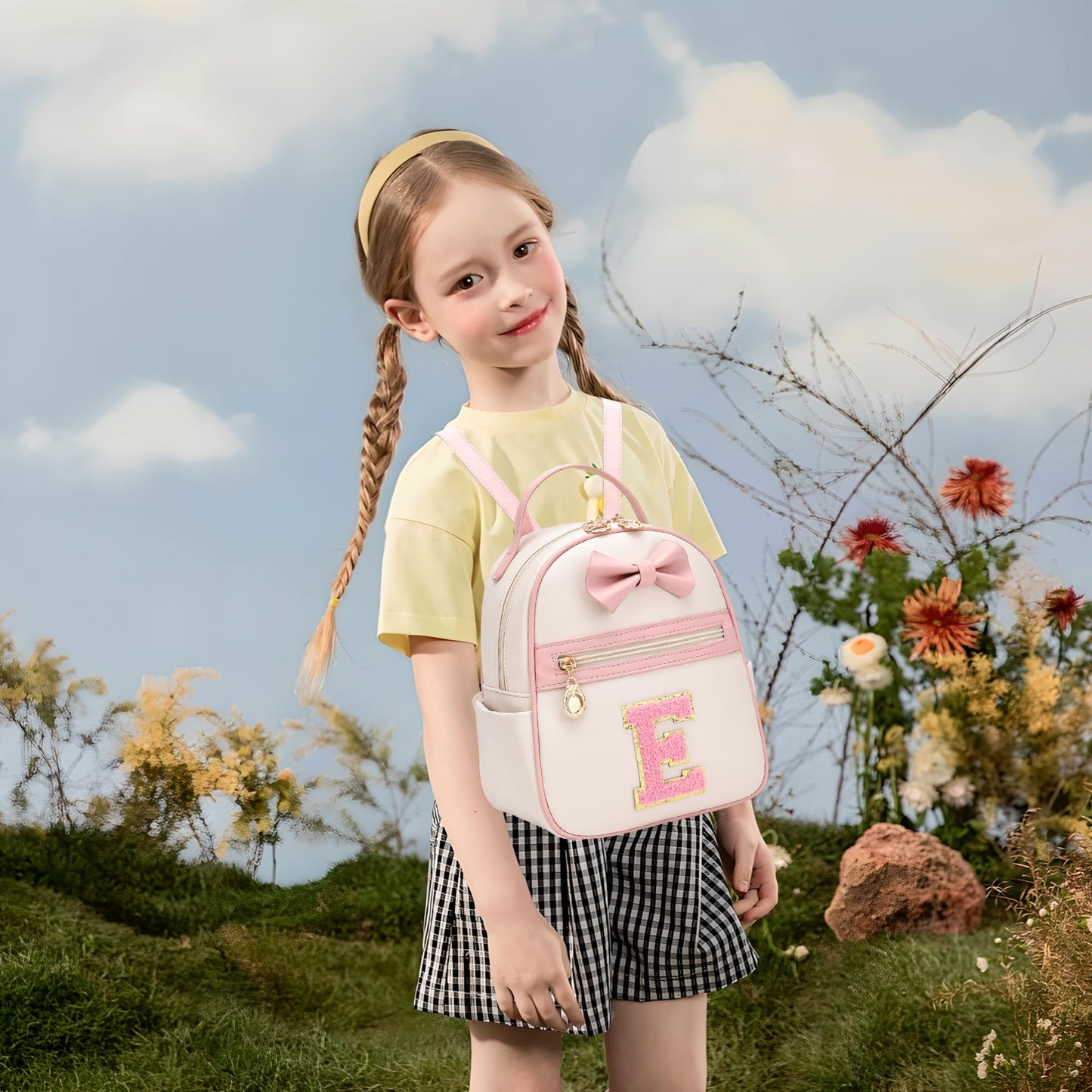 I IHAYNER Girls Initial Bowknot Small Leather Backpack Cute Mini Backpack Personalized Trendy Stuff Gifts for Women Pink-A