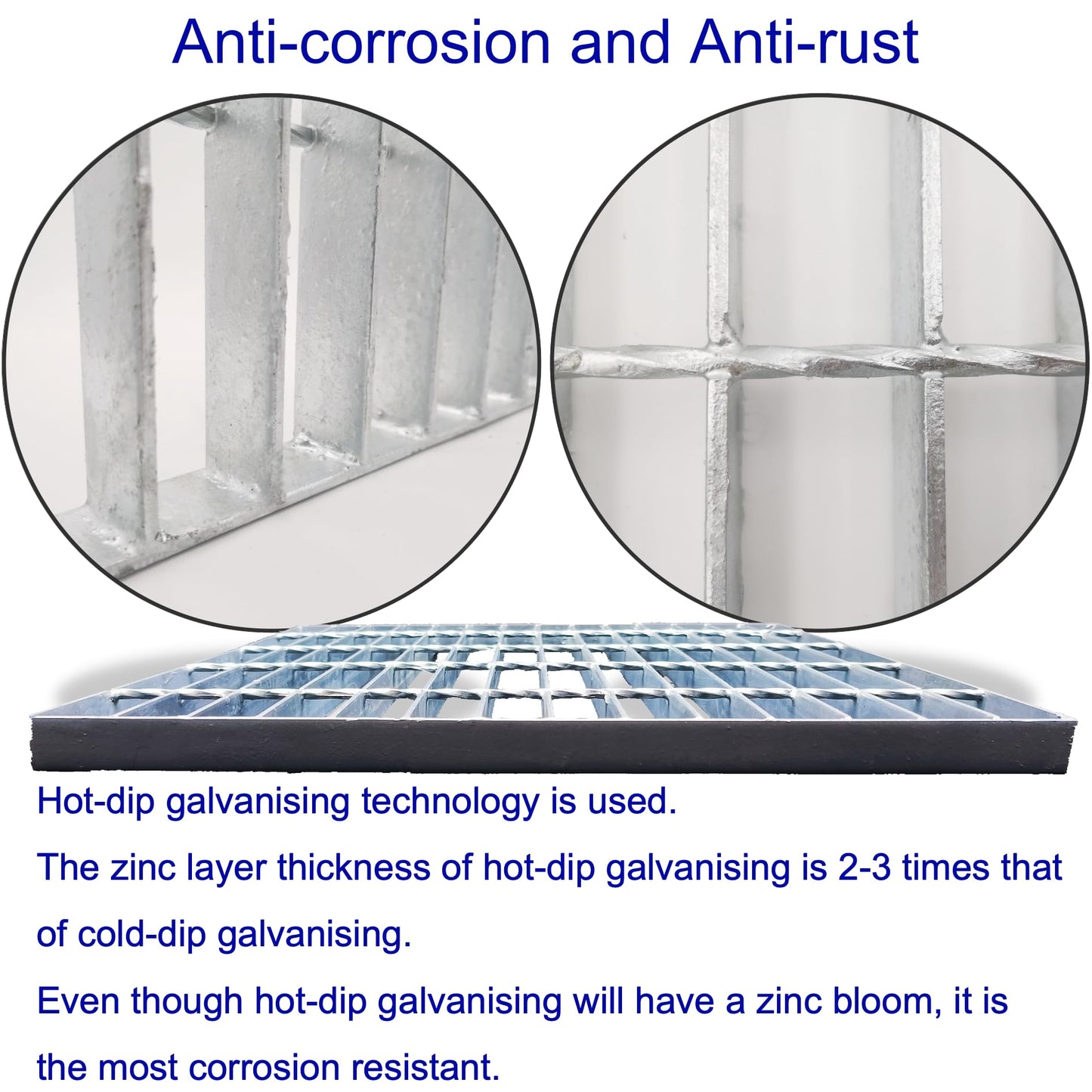 MOSINSBO Galvanized Steel Drain Grate 24x24 in for NDS Catch Basin, B-Class 28100 lbs Heavy-Duty Outdoor Driveway Trench Drainage Grate, Silver Square Replacement Metal Channel Sewer Cove