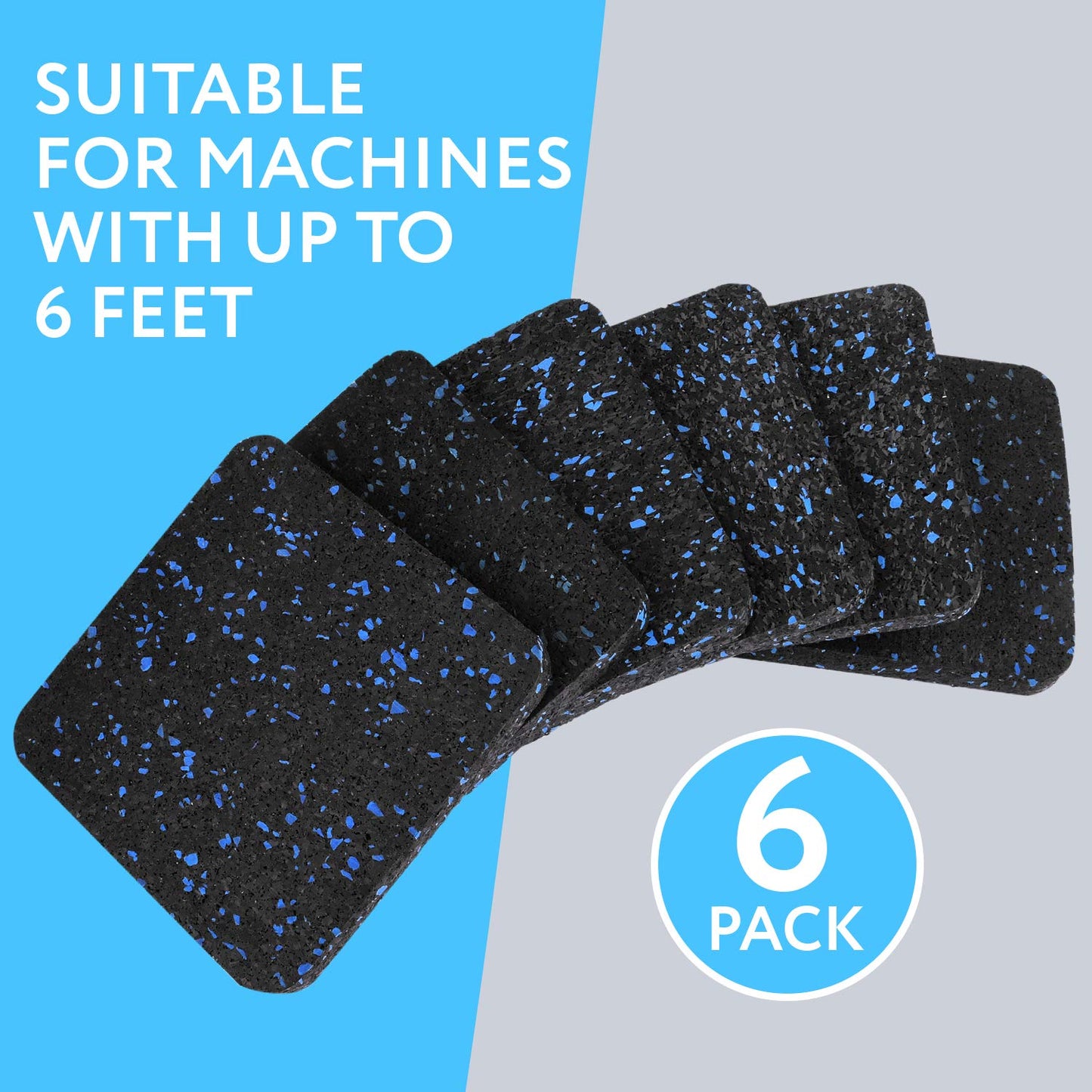 Impresa Rubber Floor Protectors for Walking Pad & Treadmill Pad - 4 x 4 x 0.5 in, 6-Pack - Anti-Vibration & Shock-Absorbing Mats - Workout Mats for Home Gym Equipment
