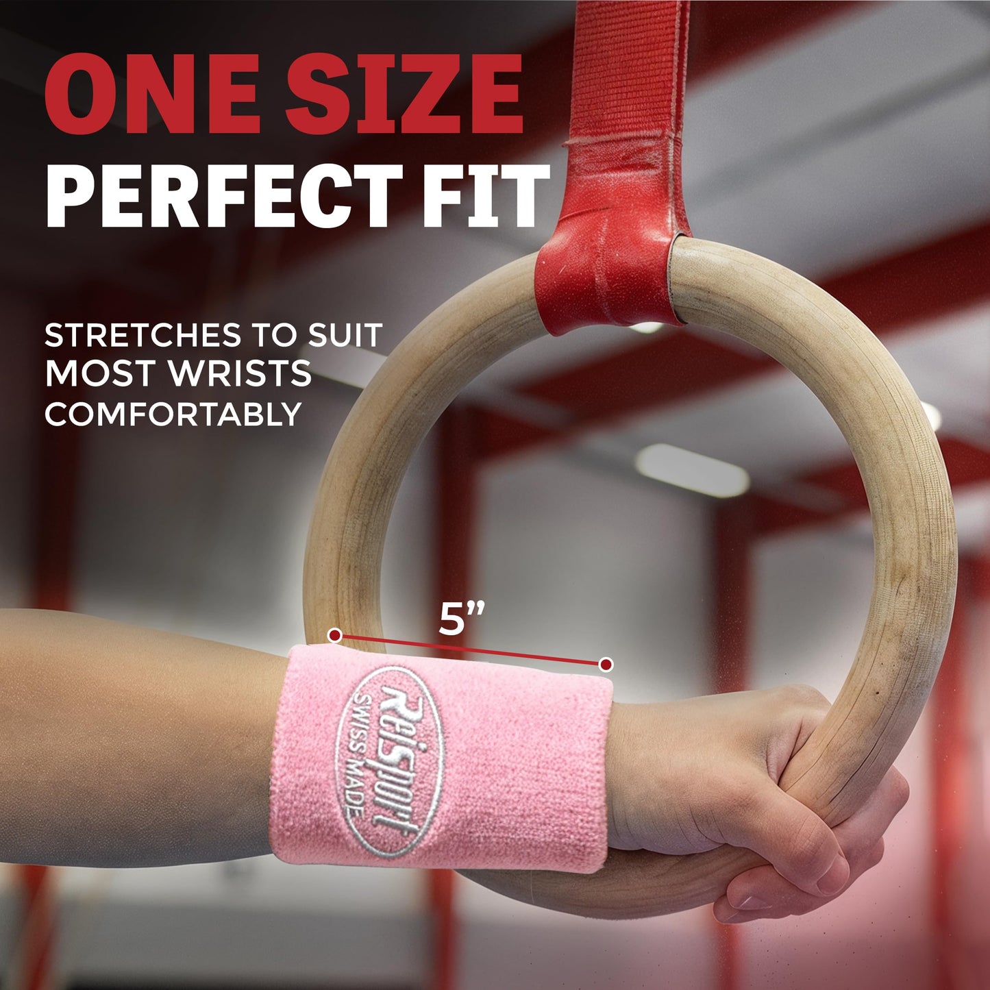 Reisport Wristbands, Pink Gymnastics Wristbands, Unisex, ONE Size, 5 Inch, Wrist Protection, Gymnastics Grips, Sweatbands
