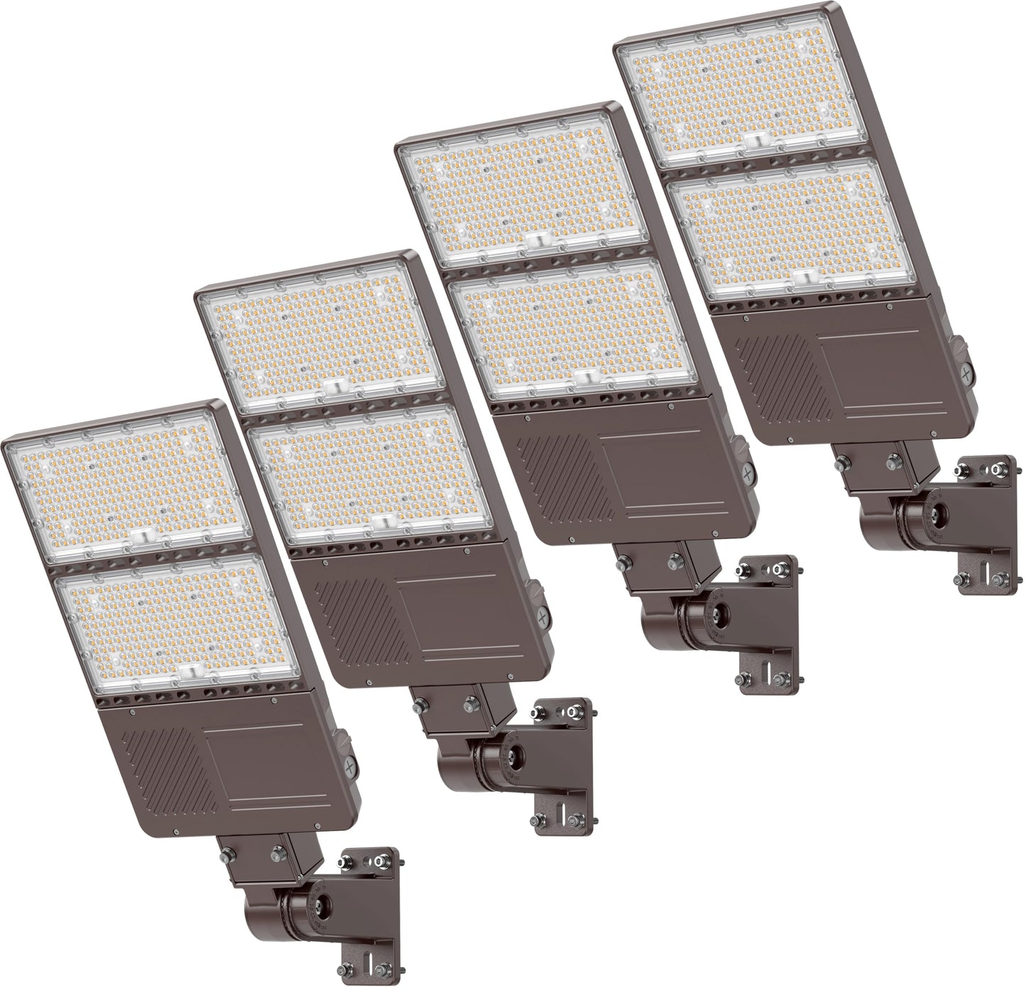 ADUB 4 Pack 320W LED Parking Lot Lights with Photocell, 48000LM ETL Listed LED Shoebox Pole Fixture Adjustable Arm&Slip Fit Mount, 5000K IP65 Commercial Area Street Flood Lighting, AC 277-480V