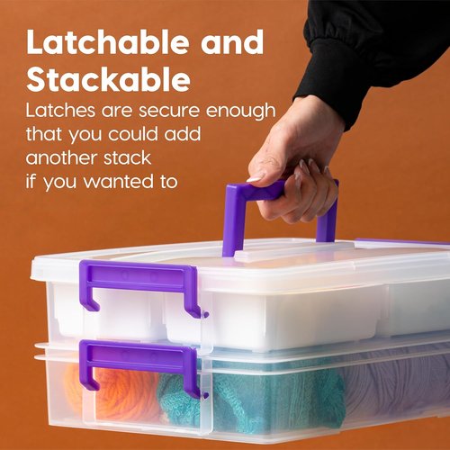 IRIS USA Craft Storage Container - 9 Qt. Clear Organizer Bin with Lids | Stackable & Portable for Art Supplies