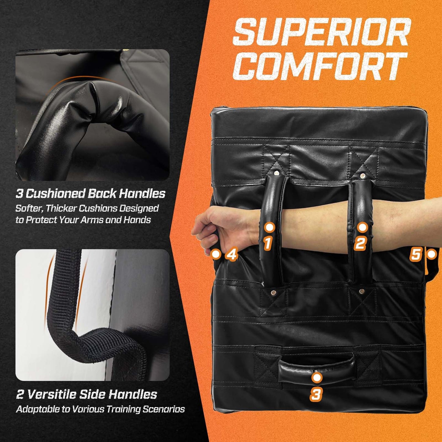 AKABIKE Blocking Shield Pad for Football Tackling, Basketball Defense & Martial Arts - 24"x16" Youth/Adult Training Pad with 5 Handles, PU Leather Kick Dummy