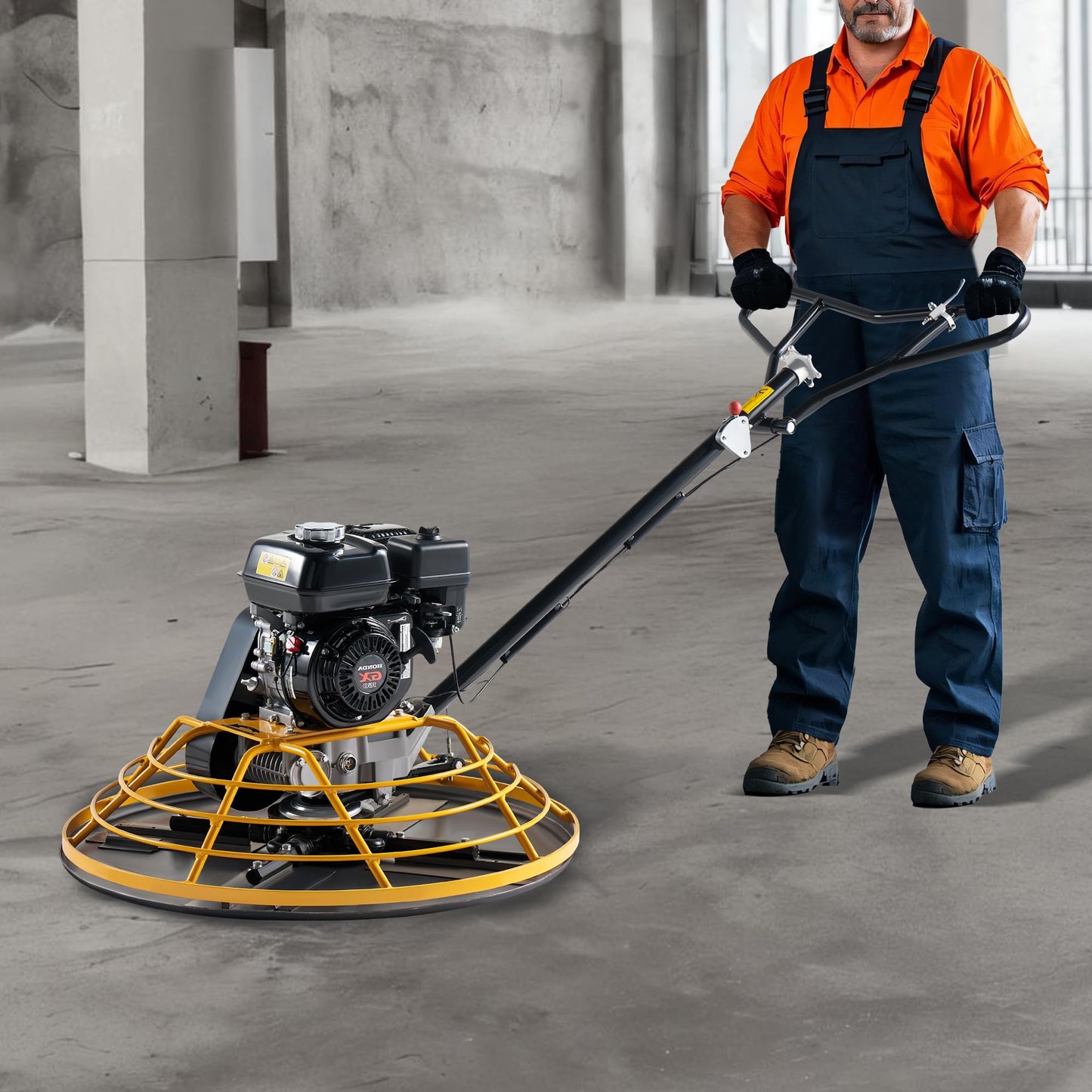 Albott 36" Power Trowel with 5.5 HP GX160 Engine, Walk-Behind Cement Trowel with Float Pan and 4 Blades, Commercial Gas-Powered Concrete Surface Finisher