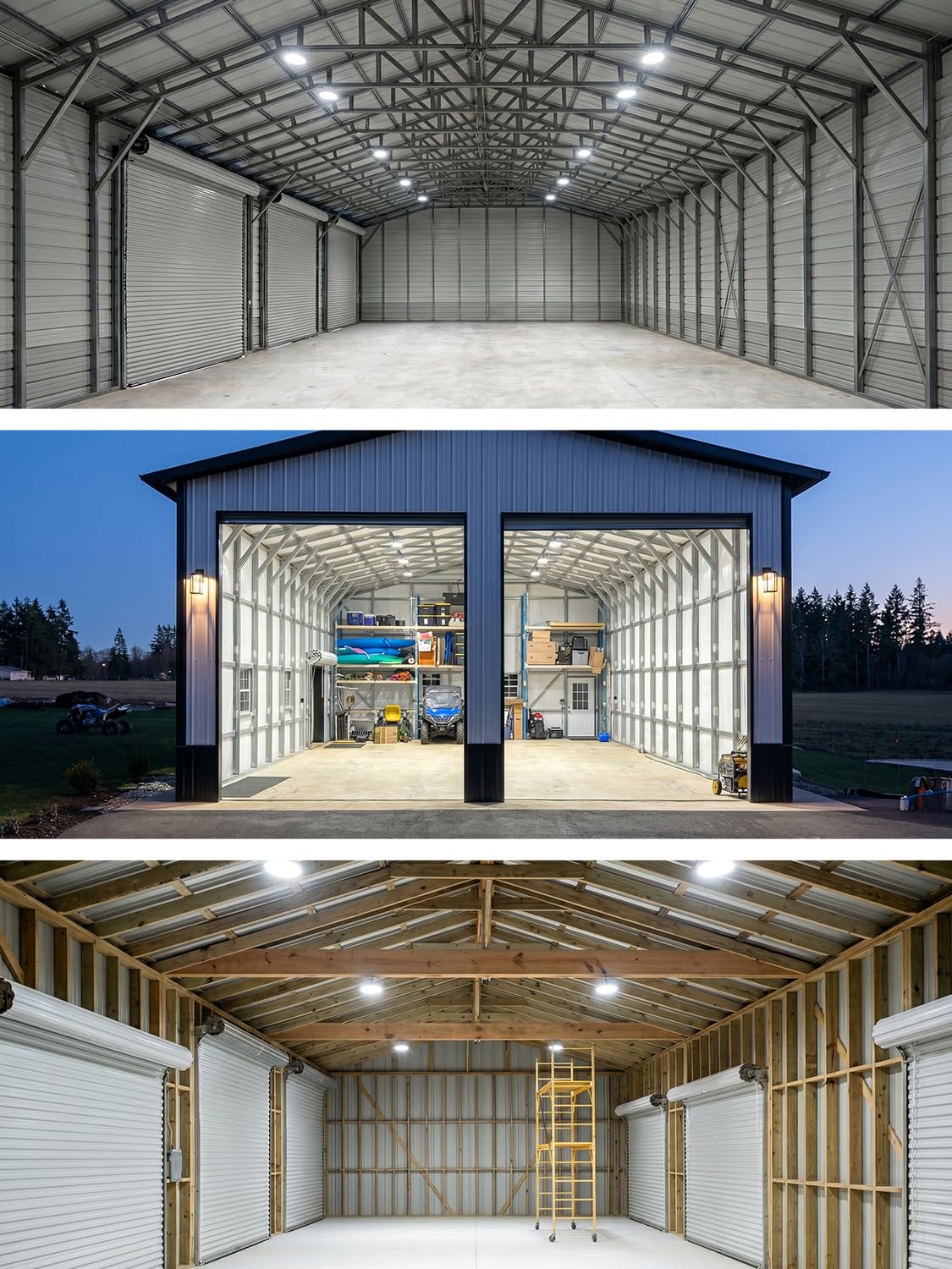 ELEKICO Super Bright 250w UFO LED High Bay Light 37500lm with Plug 5ft Cable (Eqv.1000w Mh/Hps/Hid),5000k High Bay Led Shop Lights Garage Lighting for Garage Factory Workshop Warehouse Barn -6pack