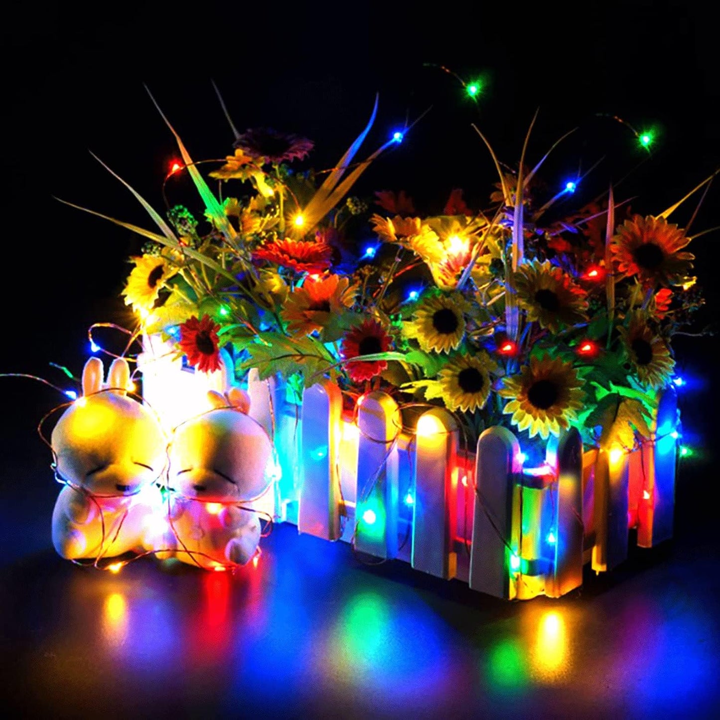 ZPH Fairy Lights - 4-Pack Battery Powered Waterproof String Lights | 3.3ft Silver Wire with 10 LEDs for Weddings & Crafts
