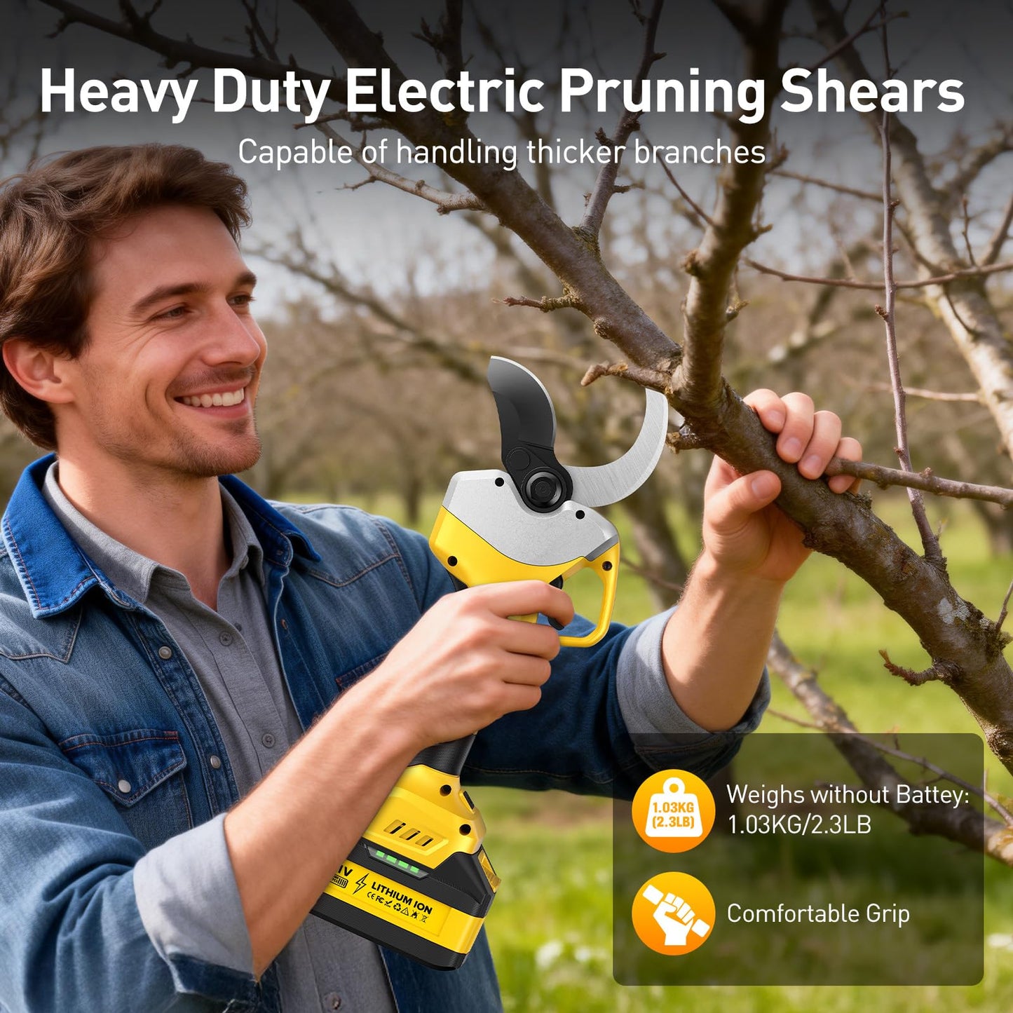 POIFL Professional Electric Pruning Shears Cordless 3.0'' Heavy Duty Electric Pruner with Brushless Motor 4000mAh Battery Electric Pruners Cordless Pruner for Branch, Fruit Plucking and Tree Trimming