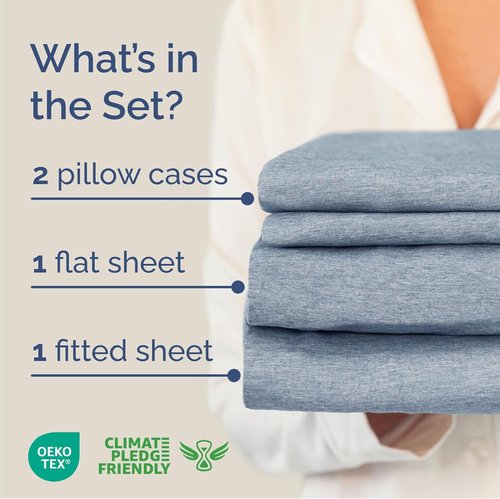 Cal King Size 4 Piece Sheet Set - Hotel Luxury Cooling Bedding - Breathable & Wrinkle-Free - Blue