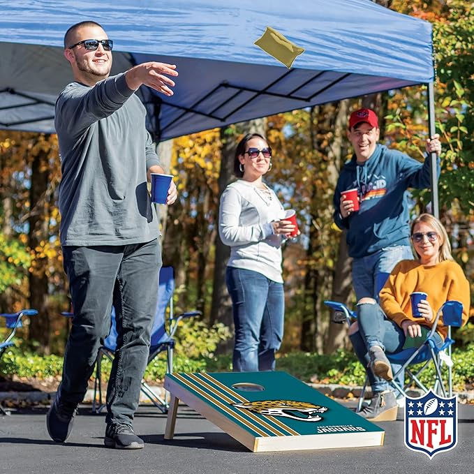NFL 2' x 3' Solid Wood Cornhole Set with Direct Print HD Team Graphics – Great Gift for Any Football Fan! Bean Bag Toss Family Outdoor Games