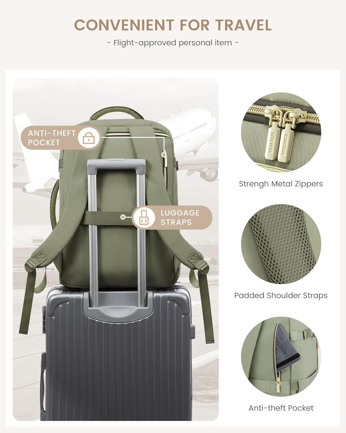 Backpack 40L Backpack 3 Packing 17" LOVEVOOK Large Travel for Women, TSA Approved with Cubes, Personal Item Bag Fits