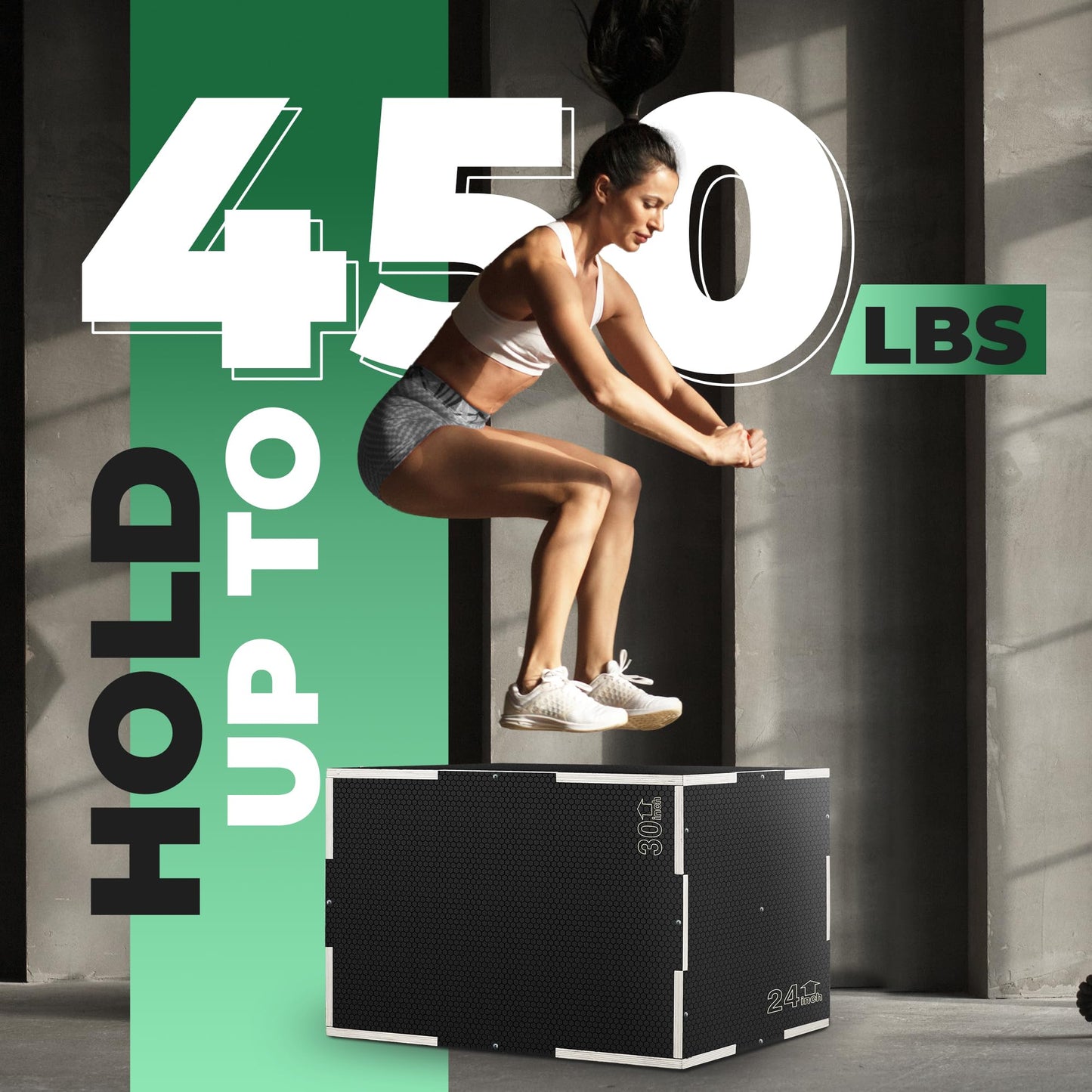 Yes4All 3 in 1 Non-Slip Wooden Plyo Box, Step Up Box for Workout, Plyometric Jump Box for Skipping, Jumping, Lunges, Squats, Dips, 16" x 14" x 12", Black