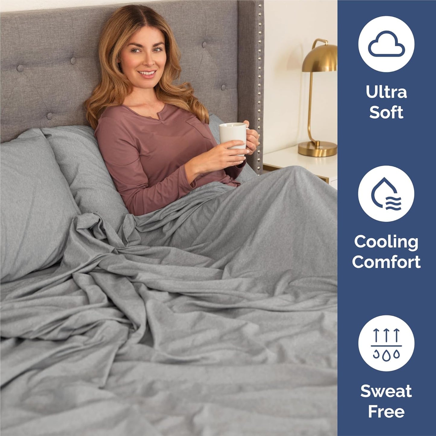 Split King Size 5-Piece Sheet Set - Comfy Cooling Bed Sheets for Luxury Hotel Feel - Grey Heathered