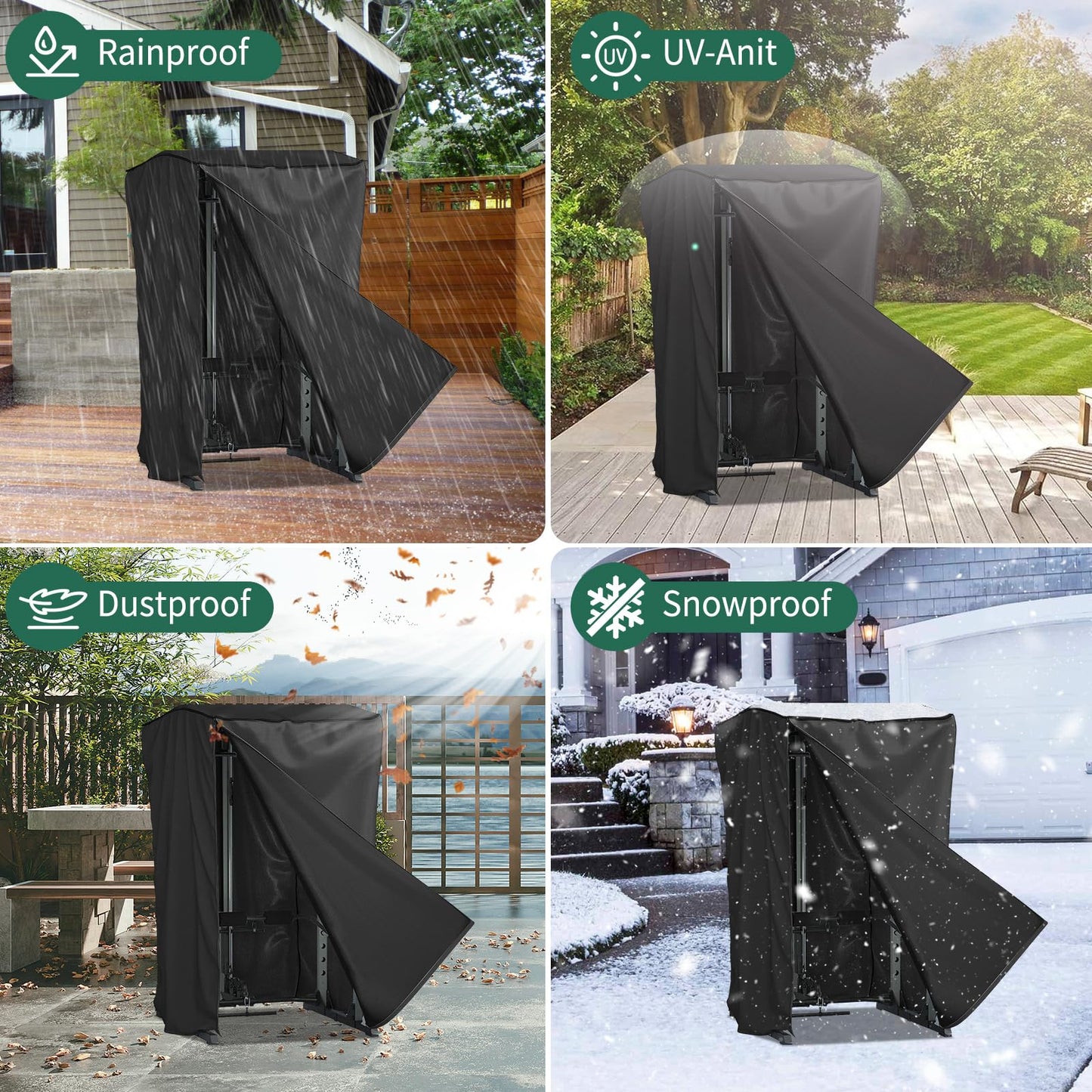 AKEfit Strength Training Cover, Waterproof & Dustproof Gym Rack Cover with Zipper,Fit for Indoor and Outdoor 69''Lx47''Wx84''H-Black