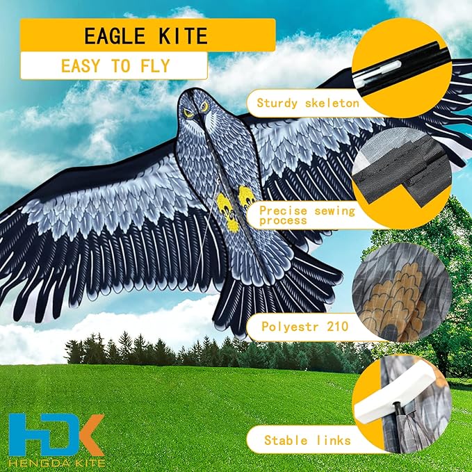 HENGDA KITE-Strong Eagles!Huge Beginner Eagle Kites for Kids and Adults.74-Inch