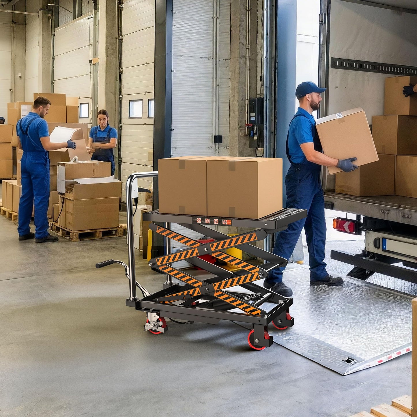 Tera Hydraulic Lift Table Cart: 330lbs Double Scissor Lift Platform 10.4"–49.6" with Impact-Resistant PU Casters Non-Slip Pad for Warehouse Workshop Material Handling LT1502 (Black)