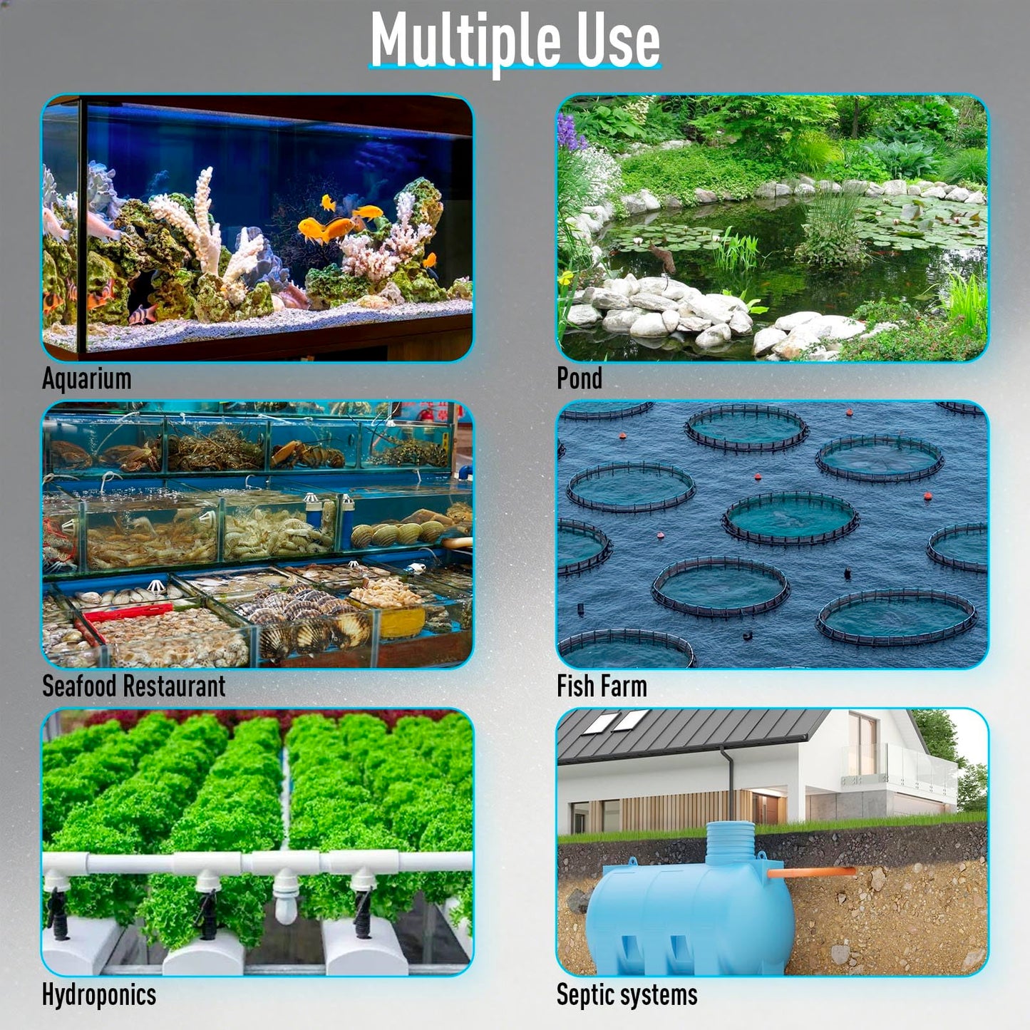 AquaMiracle Linear Air Pump ZP-100 for Pond Aeration, 1600GPH Septic Air Pump Pond Aerators for Outdoor Ponds, Waste Treatment, Aquarium, Fish Farm, Seafood Restaurant