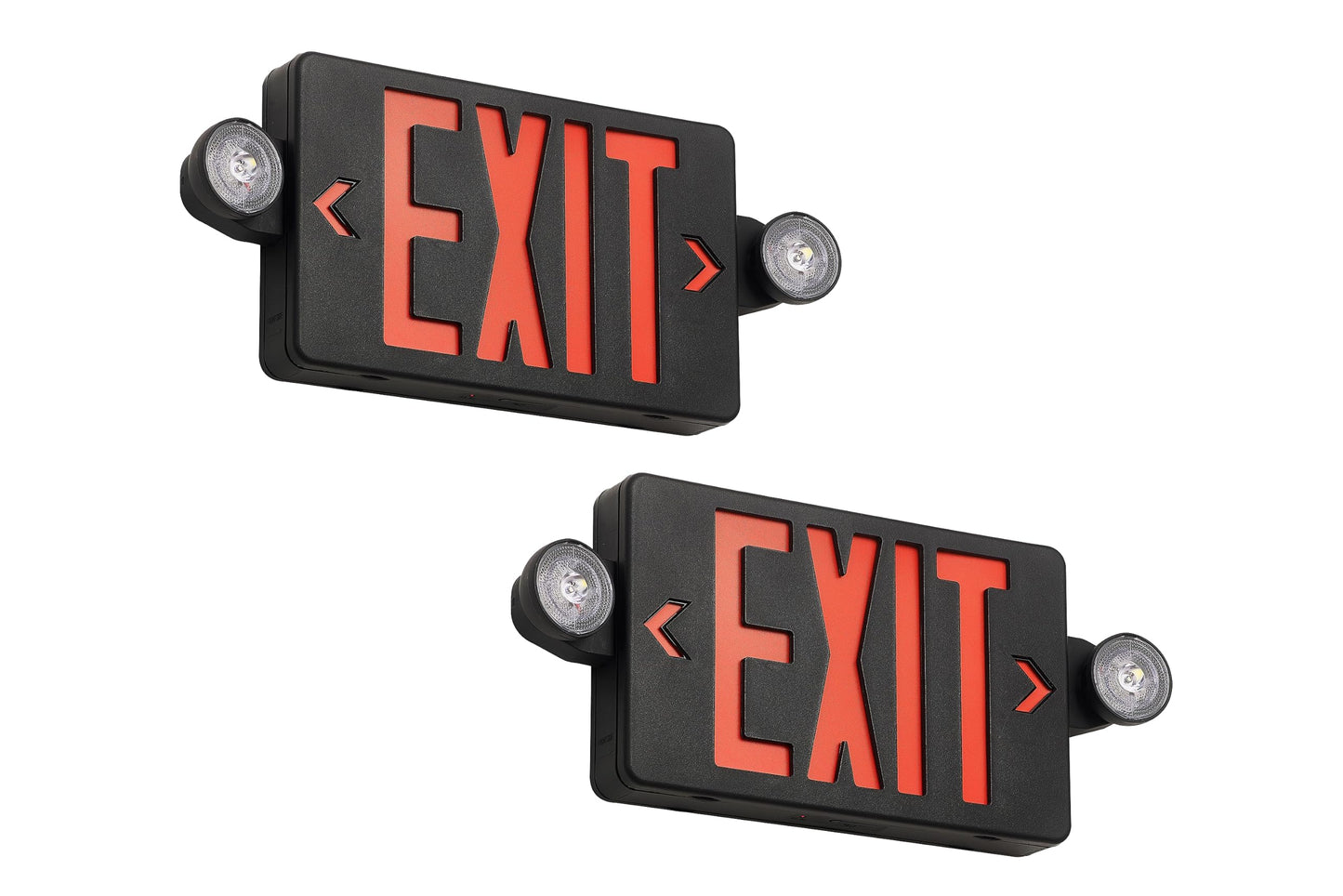GZRUIYANG Black Housing Exit Sign with Emergency Lights Red, LED Emergency Exit Light with Battery Backup, UL 924 Certified, AC 120/277V, Commercial Emergency Lights Combo for Business - 2 Pack