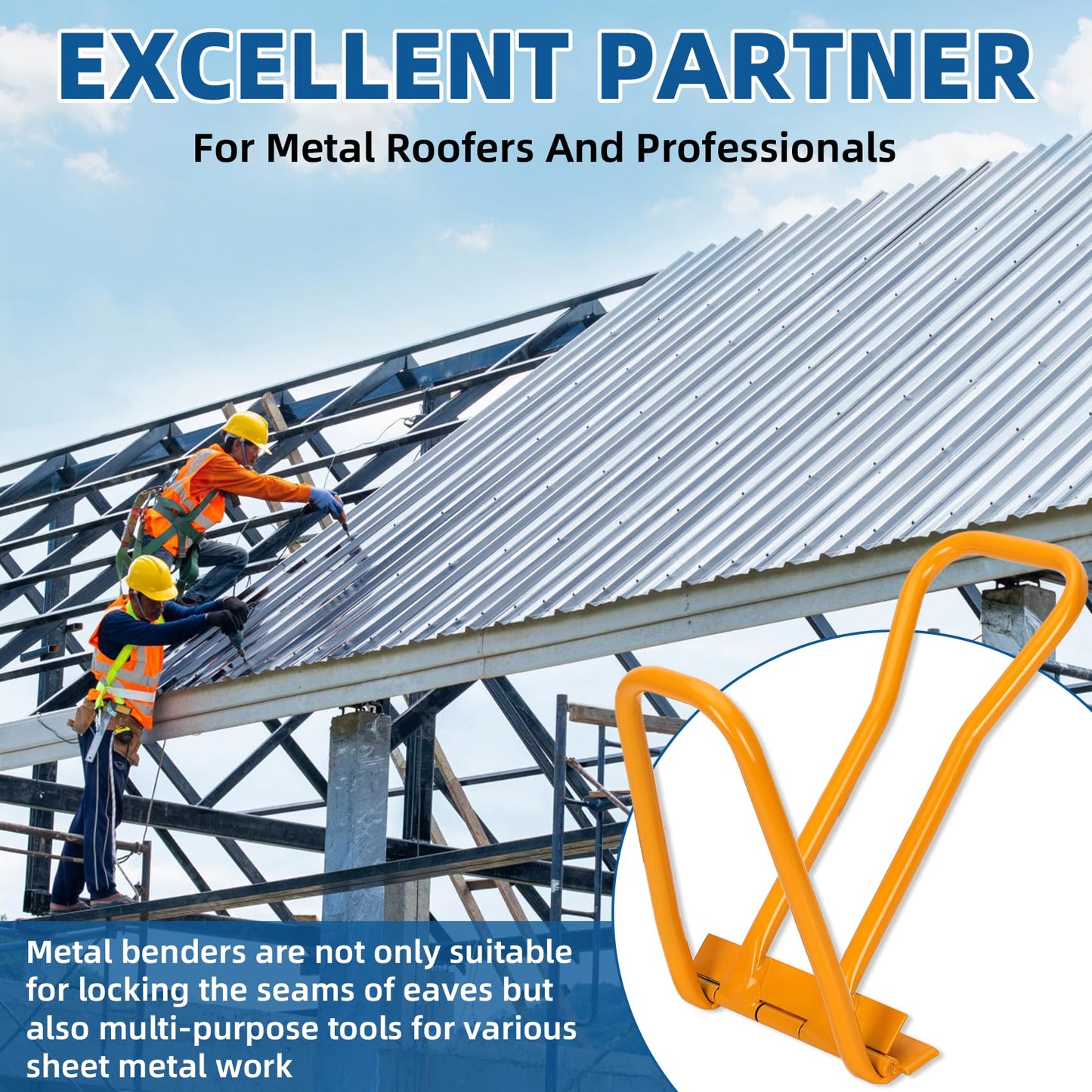 Updated Standing Seam Roofing Tool, Roofing Drip Edge Folding Tool for Roofer and Sheet Metal Worker, High-strength Metal Eaves Seam Locker