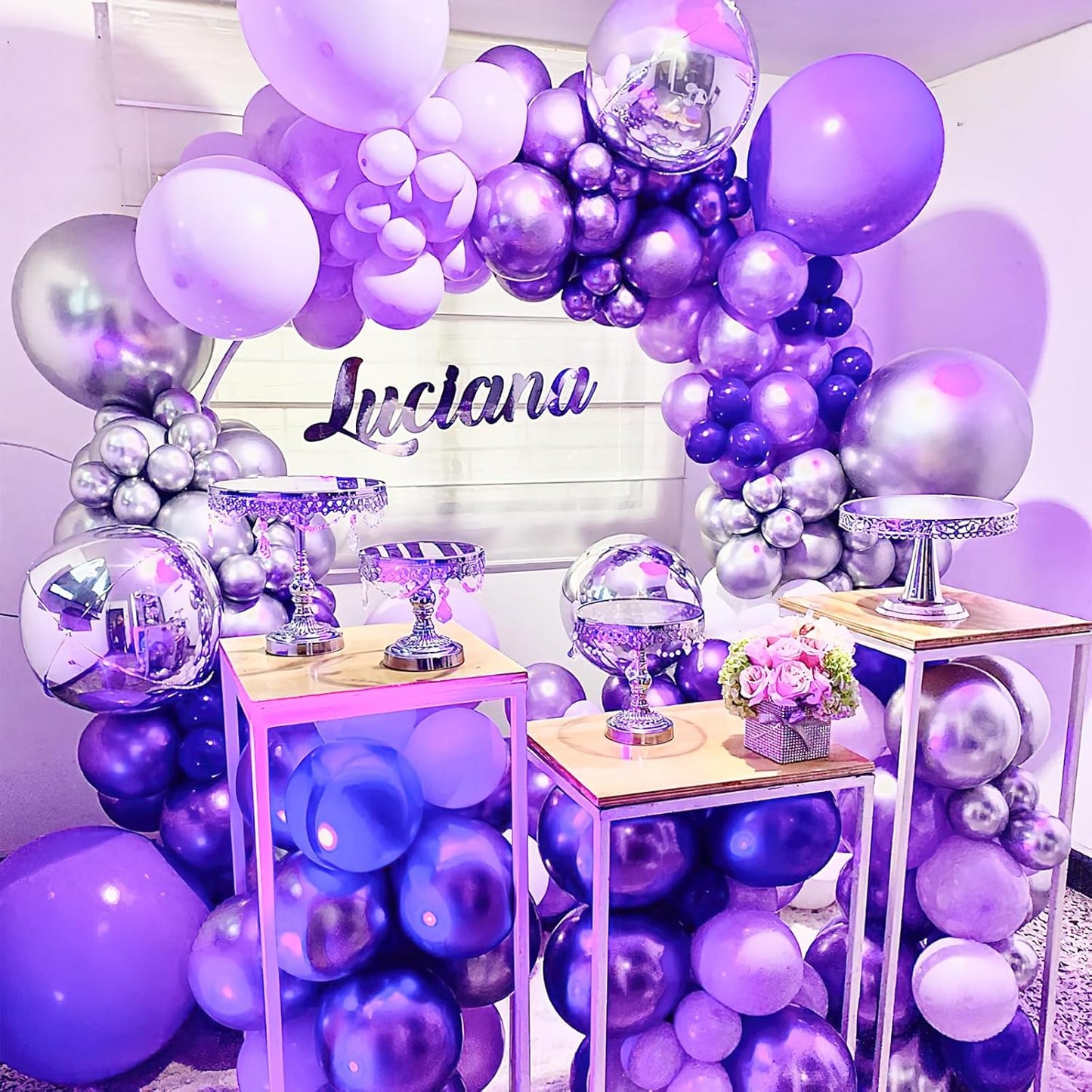 PartyWoo Purple Balloons - 140-Piece Lilac & Metallic Set for Stunning Birthday Decor | 18", 12", 10", 5" Sizes