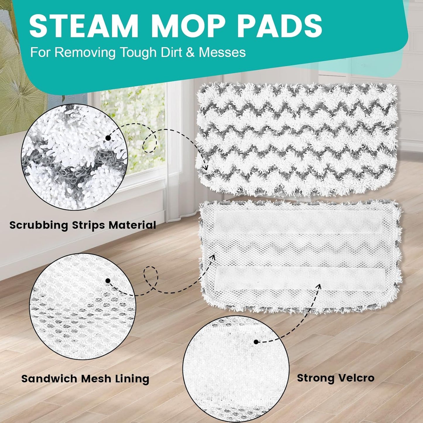 Shark 6-Pack Steam Mop Replacement Pads - Washable Microfiber Cleaner Pads for S1000 Series