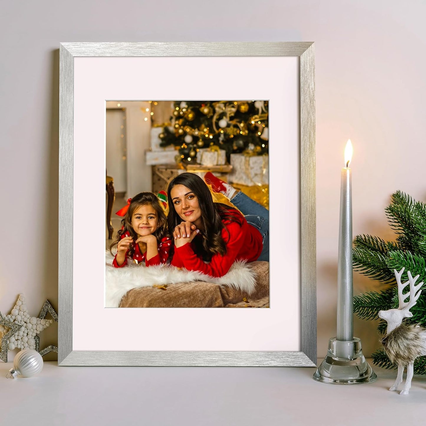 Upsimples 11x14 Picture Frame - Display 8x10 Photos with Mat or 11x14 Without - Silver Finish, 1 Pack