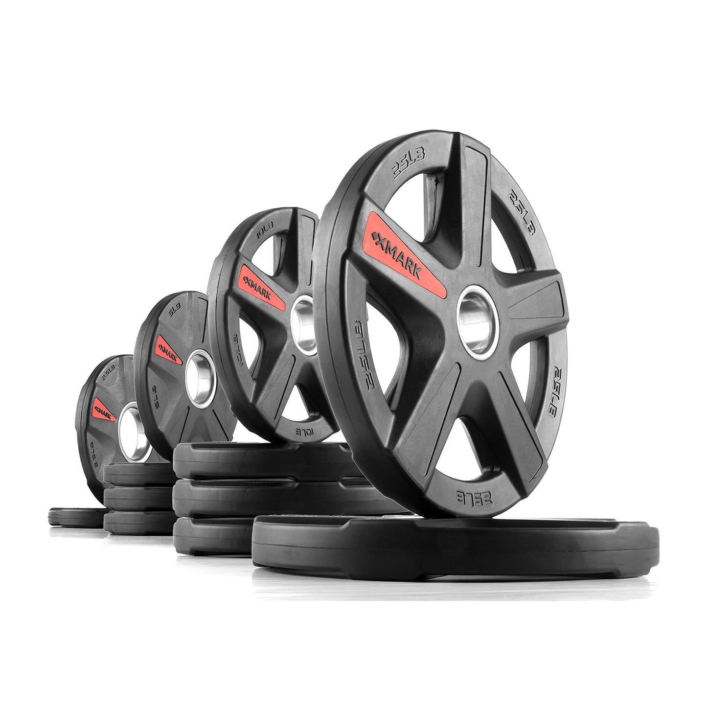 XMARK Olympic Weight Set | 115 lb Texas Star Rubber-Coated Olympic Weight Set With XMARK Blacksmith Barbell Bar