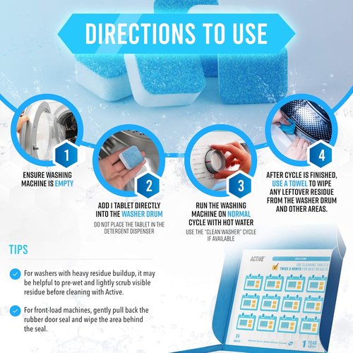 Eco-Friendly Washing Machine Cleaner Tablets by [Brand Name] - 48 Pack for Deep Cleaning & Deodorizing