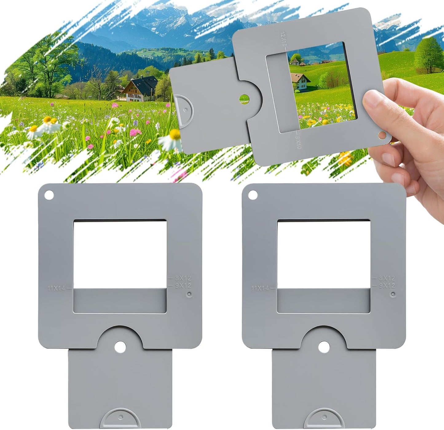Ayxwkyfc 2 Pcs View Finder, Viewfinder for Artists, Sliding Viewfinder with Color Separation, Perfect for Painting