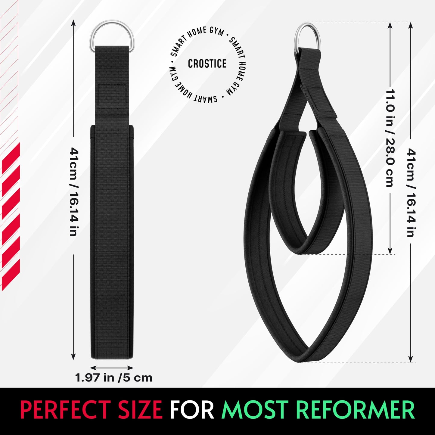 Crostice Pilates Loops Compatible with Tonal Machine, Pilates Equipment Soft Straps for Smart Home Gym, Double Loop Straps for Yoga Exercises, Enhanced Grip and Thickness, Stability