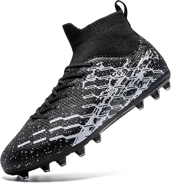 Unisex Soccer Cleats Lightweight No-Tie Lacing System Multi-Surface Football Shoes with Ankle Support for Beginners to Advanced Players