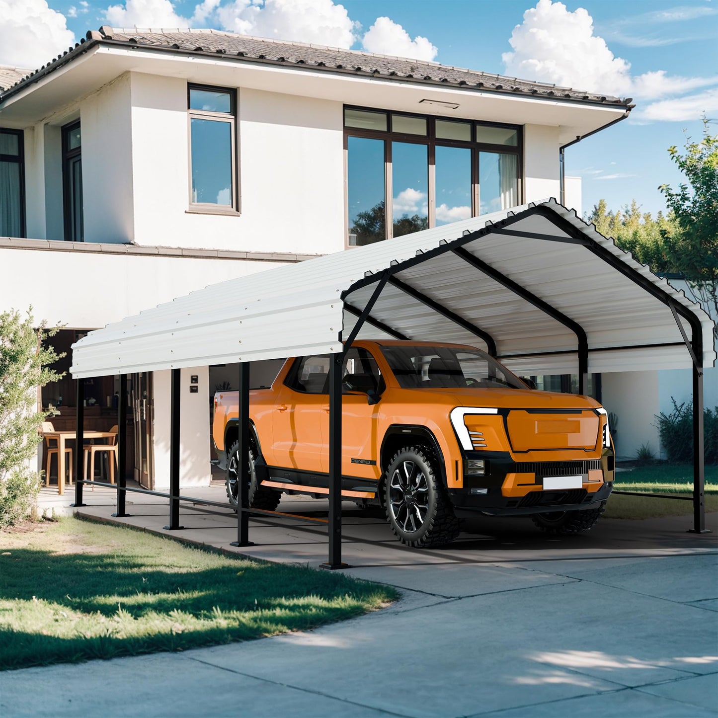 Shintenchi 12x20 FT Metal Carport, Oversized Carport Garage with Enhanced Base, Outdoor Galvanized Car Shelter, Heavy Duty Carports Canopy, for Car, Boats and Tractors, White