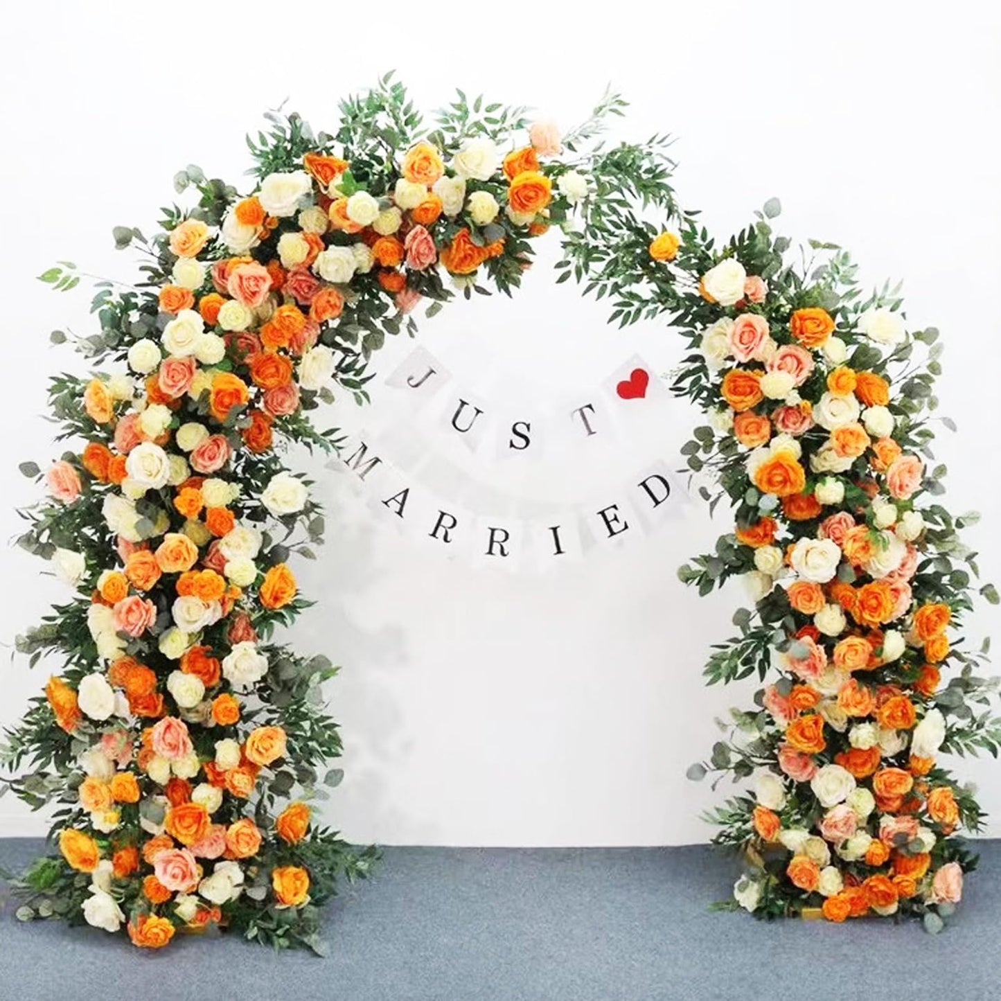 SATBIR 2pcs Large Wedding Arch with Base Flower Stand Arch Bracket Stand Backdrop Stand For Wedding Party Elegant Decorations & Garden Climbing Plants Vines,8.2&6.9 FT-Gold