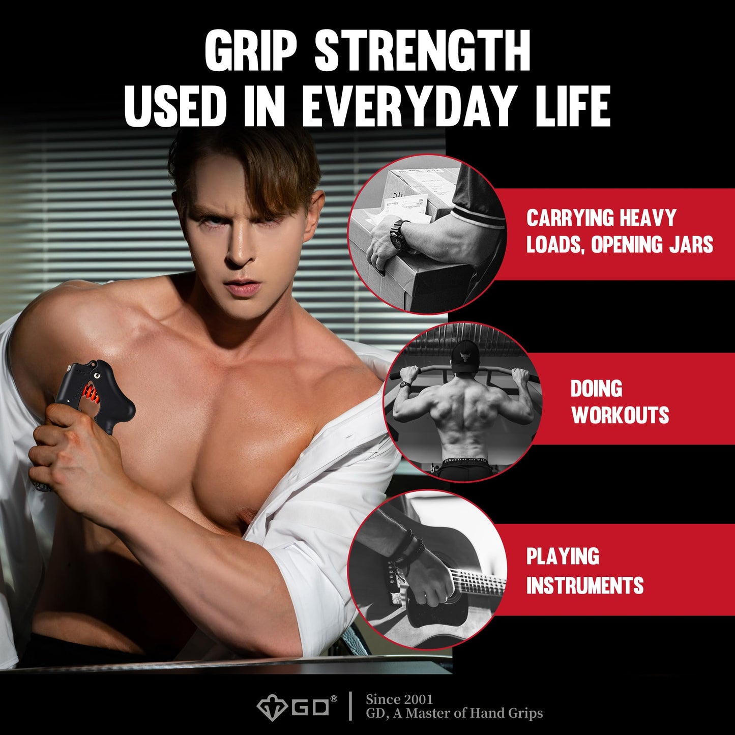 GD GRIP Pro-E, hand grip strengthener (Resistance : 17 to 79 lb) Hand Grip Hand Gripper Adjustable Hand Strengthener Wrist Strengthener Hand Workout