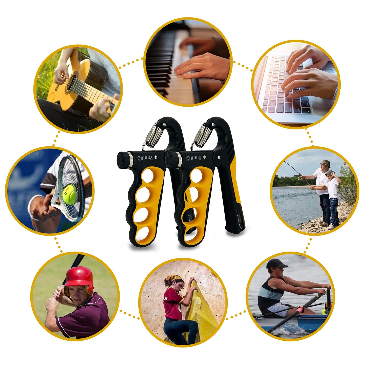 Senston Grip Strength Trainer 2 Pack - Adjustable 11-220Lbs (5-100KG) with Auto Counter, Hand Grip Strengthener, Forearm Exerciser for Athletes, Musicians, Gym, Home, Injury Rehab